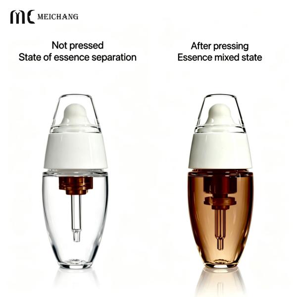 PETG 30ml+3ml Powder-Liquid Separation Vacuum Dual Chamber Bottle, Fresh Mix Packaging for Retinol Anti-Wrinkle Serum（MC-901-2）