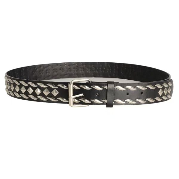 Willow Leaf Hardware Rivet Punk Dark Square Bead Belt Fashion Jeans Strap