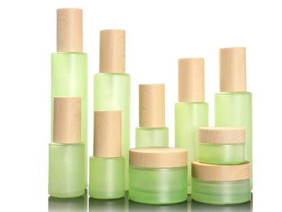 Bouteilles cosmétiques en verre givrées pour la crème de soins de la peau de lotion d'huile essentielle