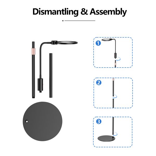 360 Degree Rotation Screen Magnifier LED Light 3x+6x Large Capacity Battery Magnifying Reading Craft