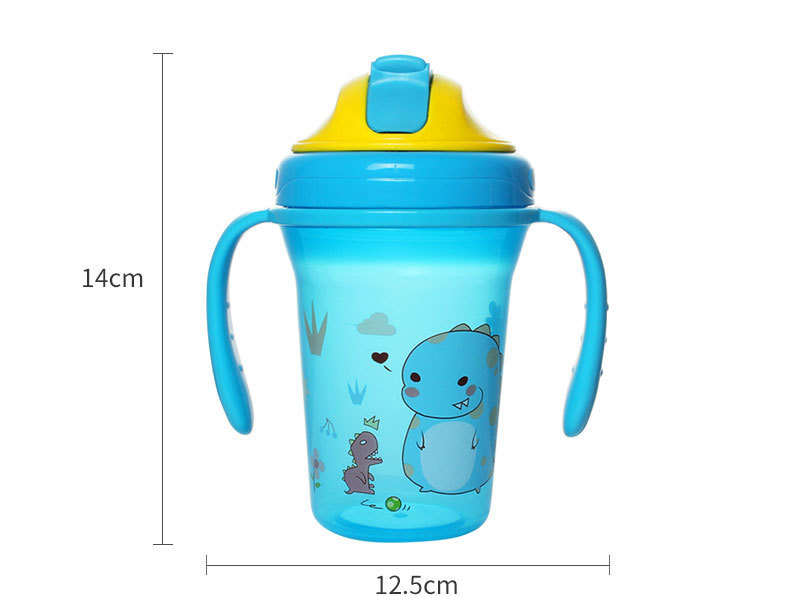(НОВАЯ) чашка соломы младенца 300ml PP с двойной ручкой