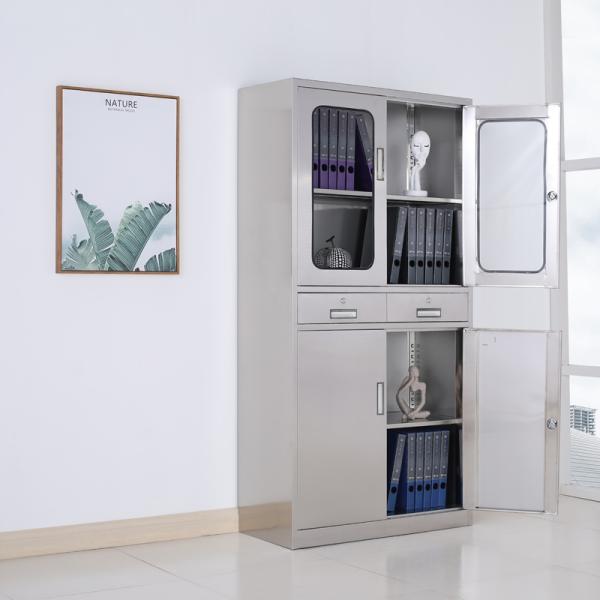 Stainless Steel Commercial Hospital Medicine Display Cabinet With Two Drawers OEM Service