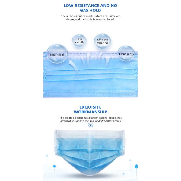 Earloop Anti Pollution 3 Ply Face Mask , Adult Face Mask Safe Triple Layer Structure