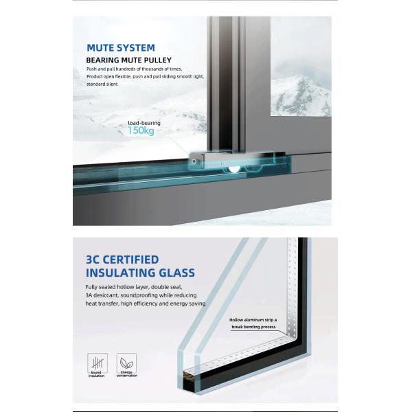 Минималистский дизайн Внешние Двойные стеклянные двери Производитель Алюминиевые Сдвижные Дверные стеклянные двери Терморазрыв Дверные двери