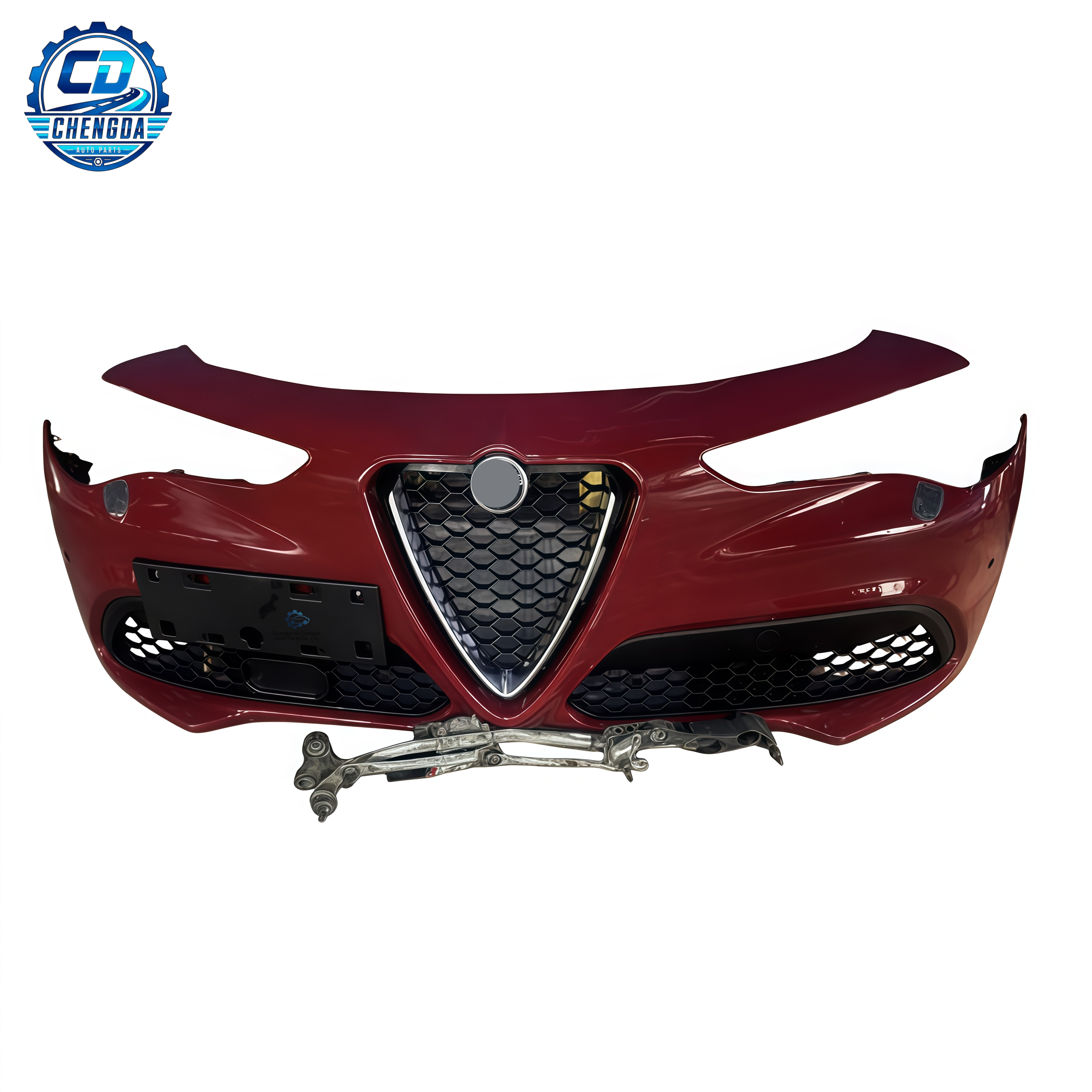 For Alfa Romeo Stelvio Front Cut Complete Assembly with Grille Front Bumper Radiator Support Headlight for 2016-2023 Replacement