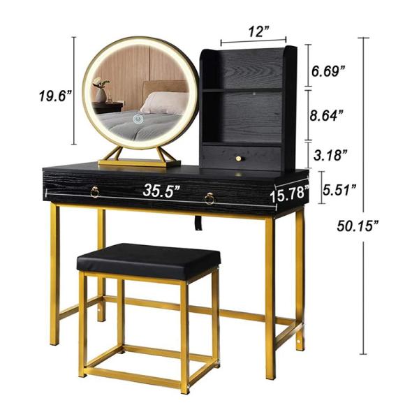 PB Material Mirrored Dresser Table 125cm Height With NC Painting