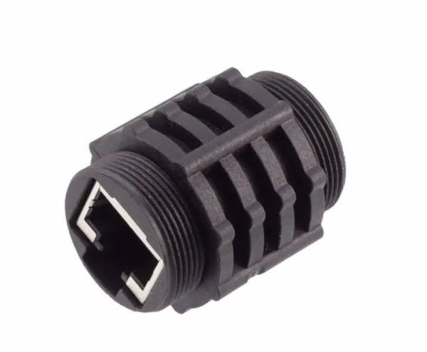 RJ45 CAT6 / 5 Panel Mount Cable IP67 Waterproof Connector Female To Female Black