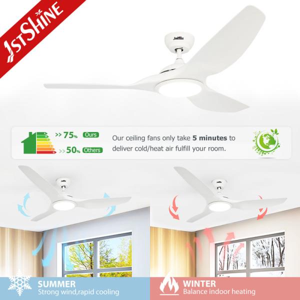 ROHS 52 polegadas branco baixo ruído grande ventilador de teto de fluxo de ar LED cinco velocidades controle remoto