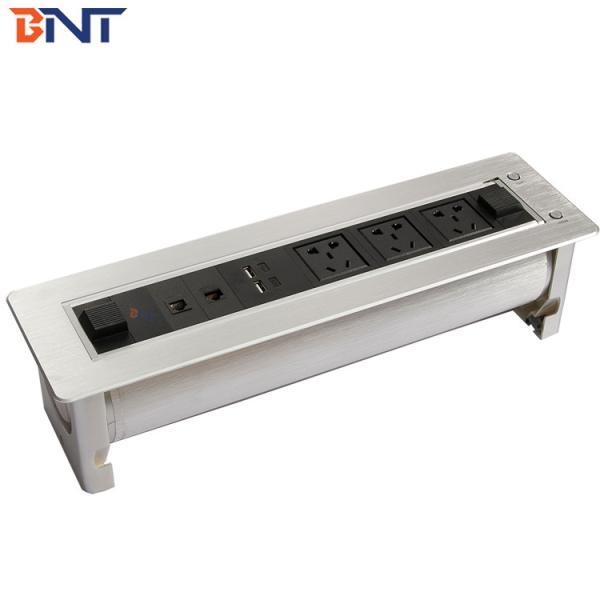 BN High quality brushed aluminum motorized flip up desktop socket