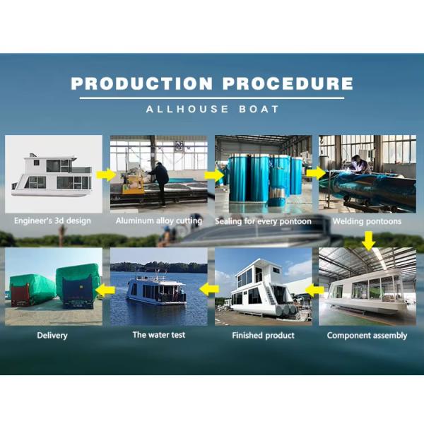 Small 2 Deck Aluminum House Boat Custom luxury Pontoon Houseboat 25 People