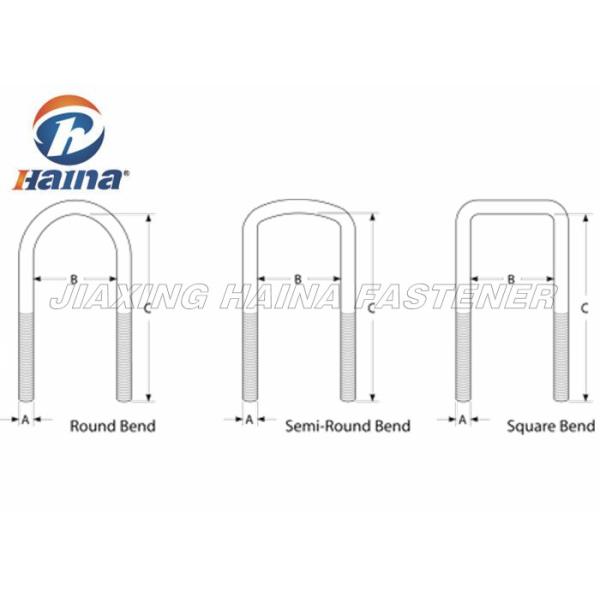 Zinc Plated M8 / M12 Diameter Round / Square Bend U Bolts