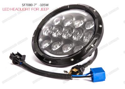 OSRAM LED Chip Jeep LED Headlights 105W Hi / Lo Beam 6000K With Turn / DRL