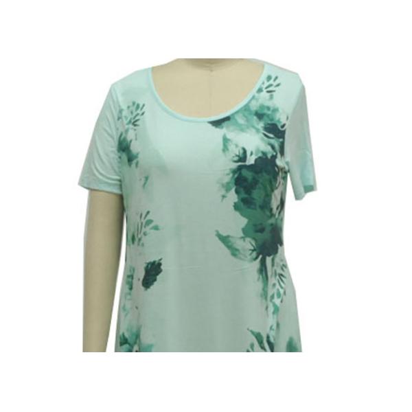 Fitness Casual Ladies Wear Short Sleeve Crew Neck T Shirt Big Flower Printing