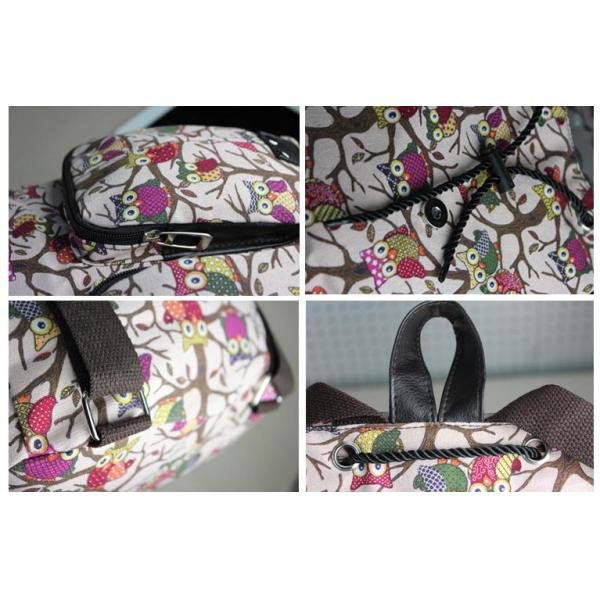 European and American cloth national wind shoulders rucksack diamond owl pattern leisure travel