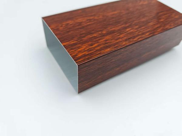 Powder Coated Aluminium Profiles , Rectangle Wood Grain Aluminum Profiles