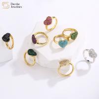 o ouro 24k chapeou o zircão de Diamond Jewelry Heart Love Rings ajustável para mulheres