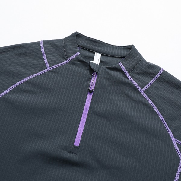 Half Zip Stand Collar Quick Dry Cycling Long Sleeve Knit Top, Custom OEM ODM Sport Tee