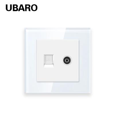 White Black Gray RJ45TV Dual Light Socket Accessories Tempered Glass Panel
