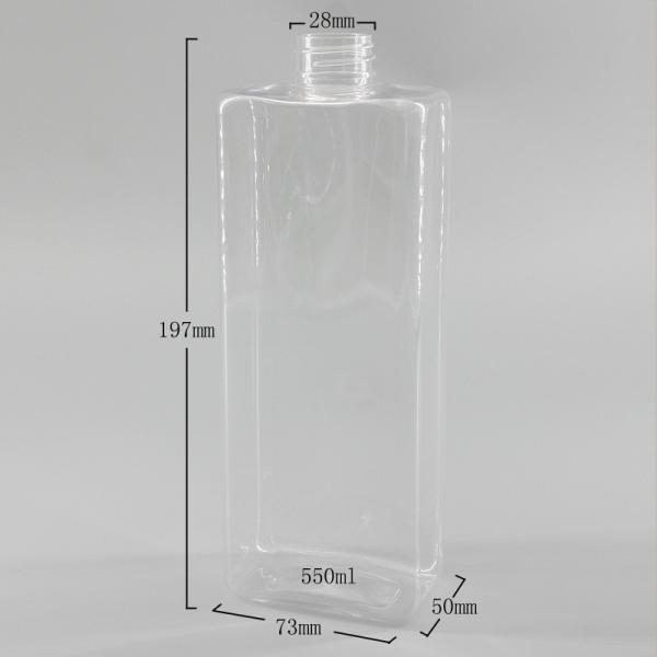 300 / 500 / 550ml PET Clear Square Shampoo Shower Gel Bottle Home Use Large Clear Hand Sanitizer Flat Plastic Bottle