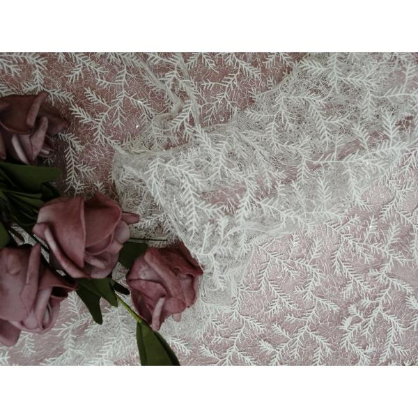 Ткань шнурка вышивки 3D Eco дружелюбная чувствительная флористическая белая