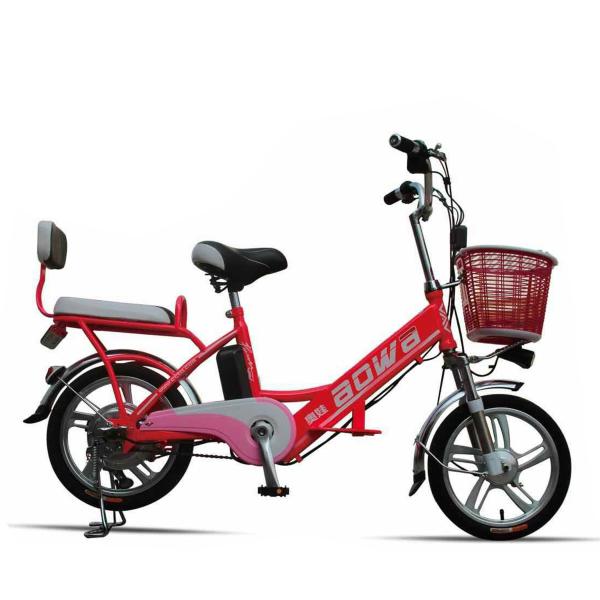 Red Hybrid Lithium Bicycle Steel Frame Easy Bike Electric Bike 35Km - 40 Km