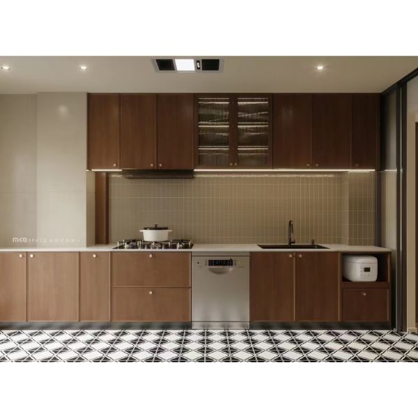 Veneer Kitchen Cabinet Middle Ancient Style Classicism Retro Open‑Plan Kitchen for Apartment Multi‑Unit Residential Housing