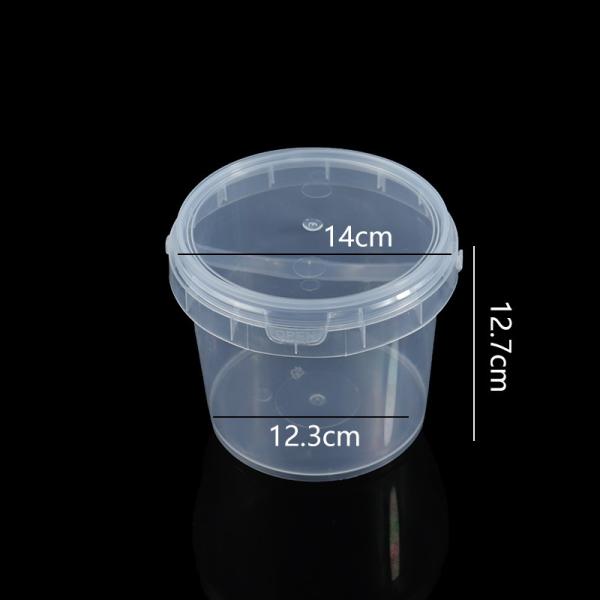 500ml 1L 2L 3L 4L 5L Factory Supply Handle Food Grade Packing Bucket Round White Clear Plastic Round Bucket With Lid