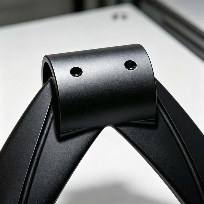 Custom CNC Machined Black Hard Anodized 6061 T6 Aluminum Alloy V Shape Mounting Bracket with Slotted Adjustment Holes