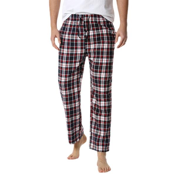 Polyester Fabric Men's Plaid Home Pants with Regular Fit Design and Comfort