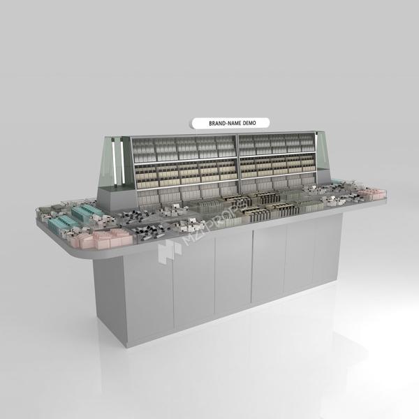小売ディスプレイ スタンド グレー 木製 サンプル 島 オーダーメイド ショップ フィッティング と ラグジュアリー ディスプレイ ラック