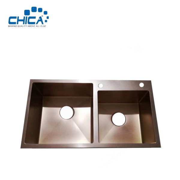 Double Bowl Topmount Kitchen Sink SUS201 304 Stainless Steel Kitchen Sink For Village