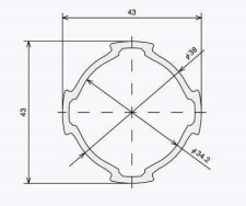 Thickened Aluminum Alloy Tube 6063 T5 Heavy Duty AL-4323 Diameter 43mm Thickness 2.3mm