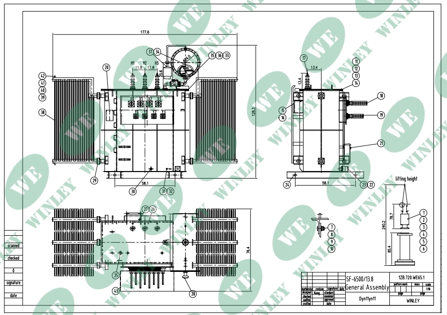 6500kVA Double-Split Step-Up Substation Power Transformer 480V to 13.8kV IEC 60076