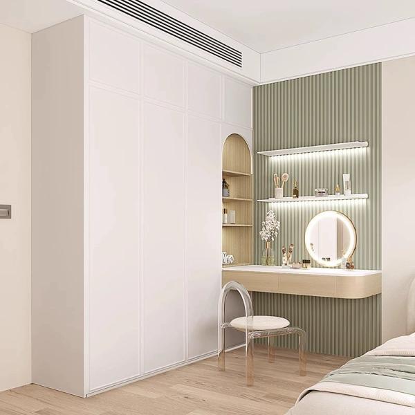 OEM Modern Bedroom Furniture Mirrored Velvet Upholstered Dressing Table Ash Wood