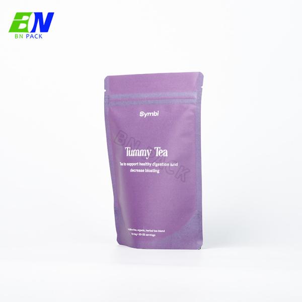 Most Popular Biodegradable Kraft Paper Tea Bags Stand Up Pouch With Custom Logo