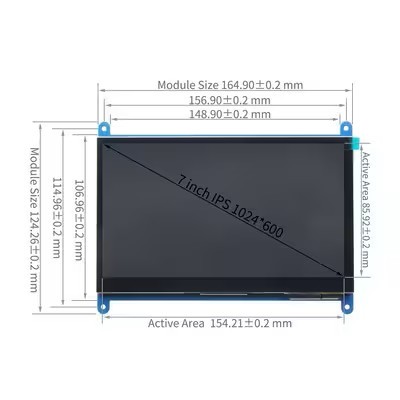 7 Inch HDMI LCD Display 1024x600 Capacitive Touch Screen For Raspberry Pi