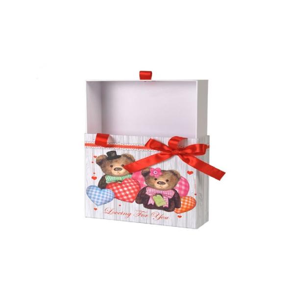 Printing Gift Box Container / Pull Out Wedding Gift Box With Ribbon