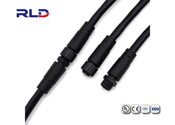 Aviation Waterproof Power Cable Connectors Circular M12 Female Male 4 Pin Black Color