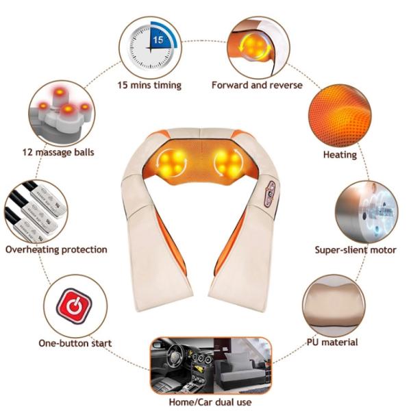 Home And Vehical Use Electric Neck And Shoulder Massager Three Button Simple Operation