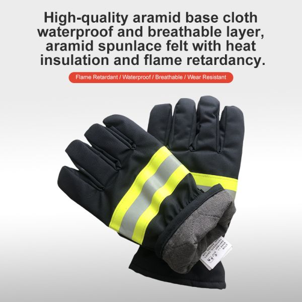 Firefighter Work Gloves Nomex Aramid Five-Finger Waterproof Breathable Flame Resistant 4 Protection for Emergency Firefighting