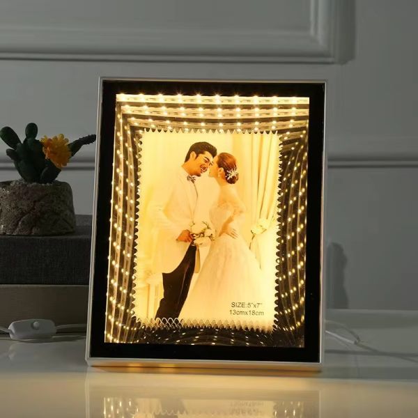 Custom Sublimation Blank 3D LED Magic Mirror Photo Frame For Gifts Home Decoration