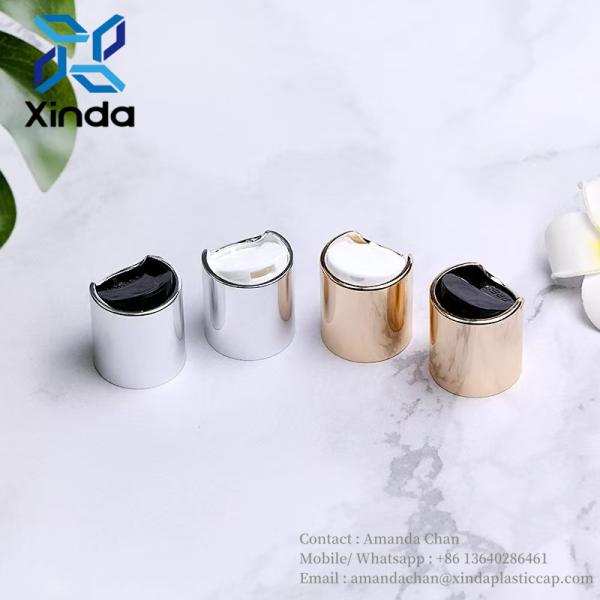 Aluminum Cosmetic Bottle Caps Disc Top Screw Metal Press Bottle Cap For Shampoo Lotion Cream