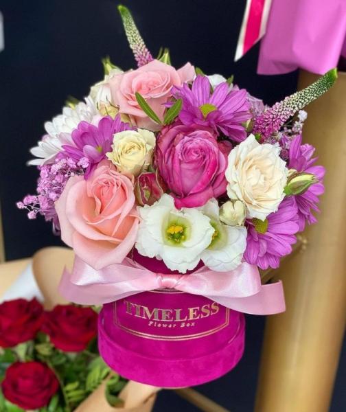 20*15CM encomenda personalizada cartão de veludo próprio papel redondo rosa floral floral caixa de chapéu com tampa embalado de buquê