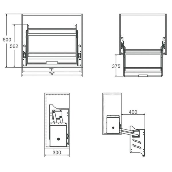Soft Stop Kitchen Pull Out Basket Storage Lift Basket Elevator Pull Down Suspension Basket
