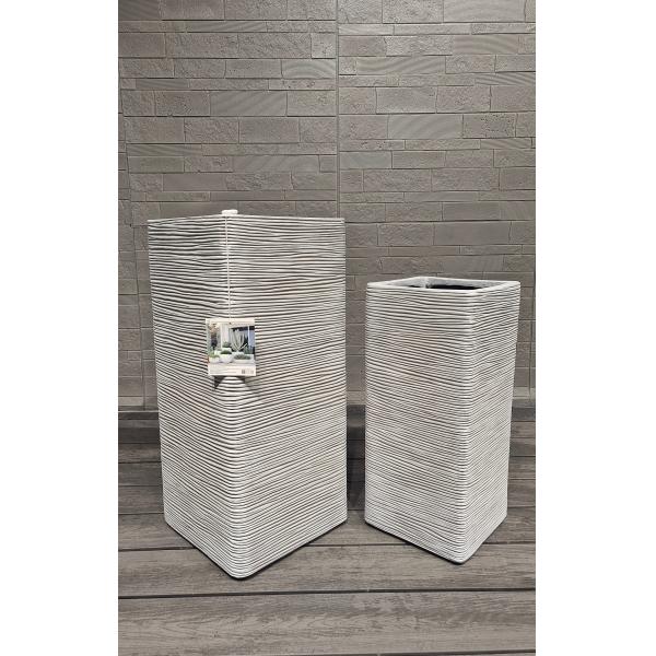 Modern Square Column Flower Box for Living Room Shopping Mall Floor Decor Finished Clay Cement Flower Pot Spray Paint Design