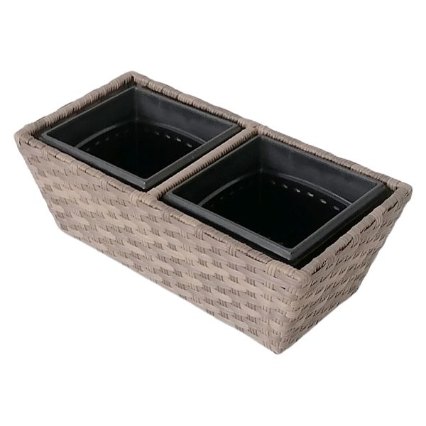 Factory Wholesale Galvanized Steel Frame Wide PE Rattan Garden Planter Flower Pots