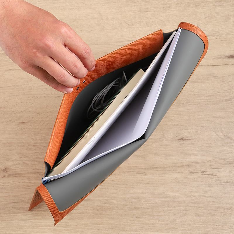 Waterproof Business A4 Document Bag Textured PU Leather File Folder Custom