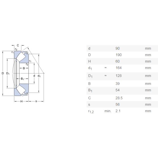 Heavy Industrial Thrust Spherical Roller Bearing Size 90*190*60 Chrome Steel
