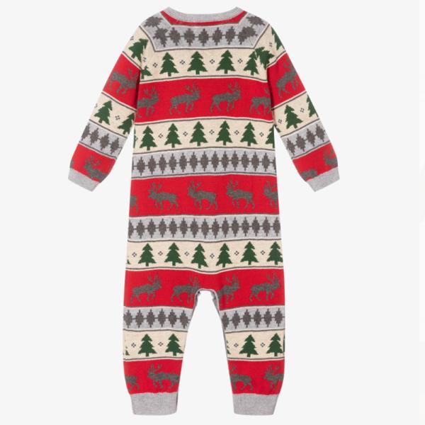 Wholesale Christmas 100% Cotton With Button Full Sleeve Baby Sweater Overall Rompers