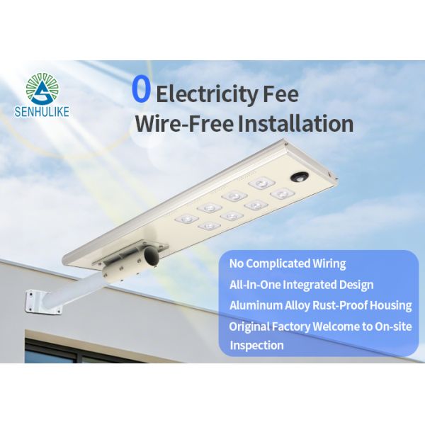 All in One Solar LED Street Light, Monocrystalline Panel COB LED Zero Electricity Cost, IP65 Waterproof for Municipal Engineering